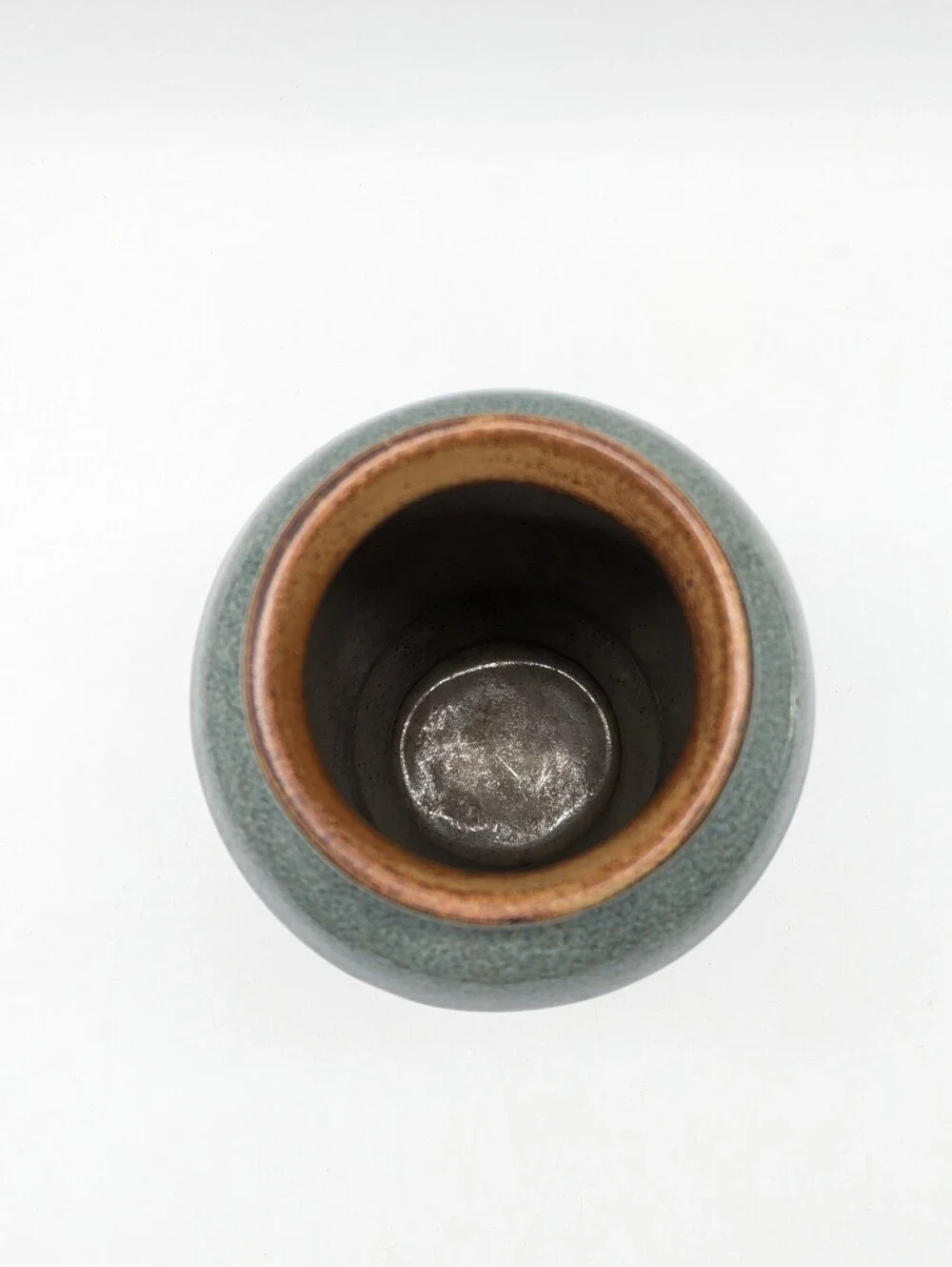 Vintage Pottery Craft Blue Brown Floral Ceramic Vase